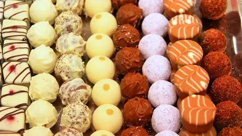 Rows of handmade truffles